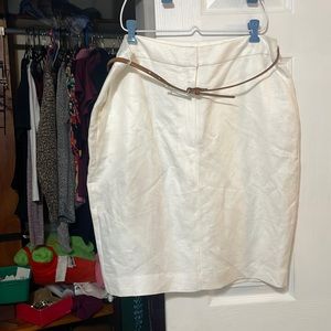 MNG Linen Skirt with Leather Belt off white NWT. Size 14
